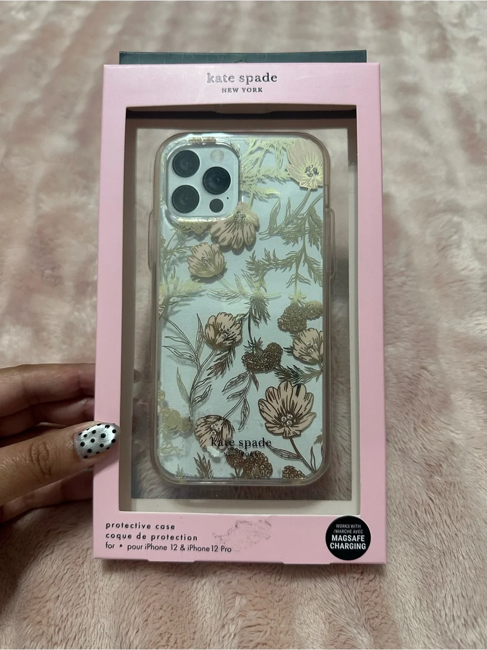 kate spade Floral Gold Accent iPhone Case - Pink & Gold